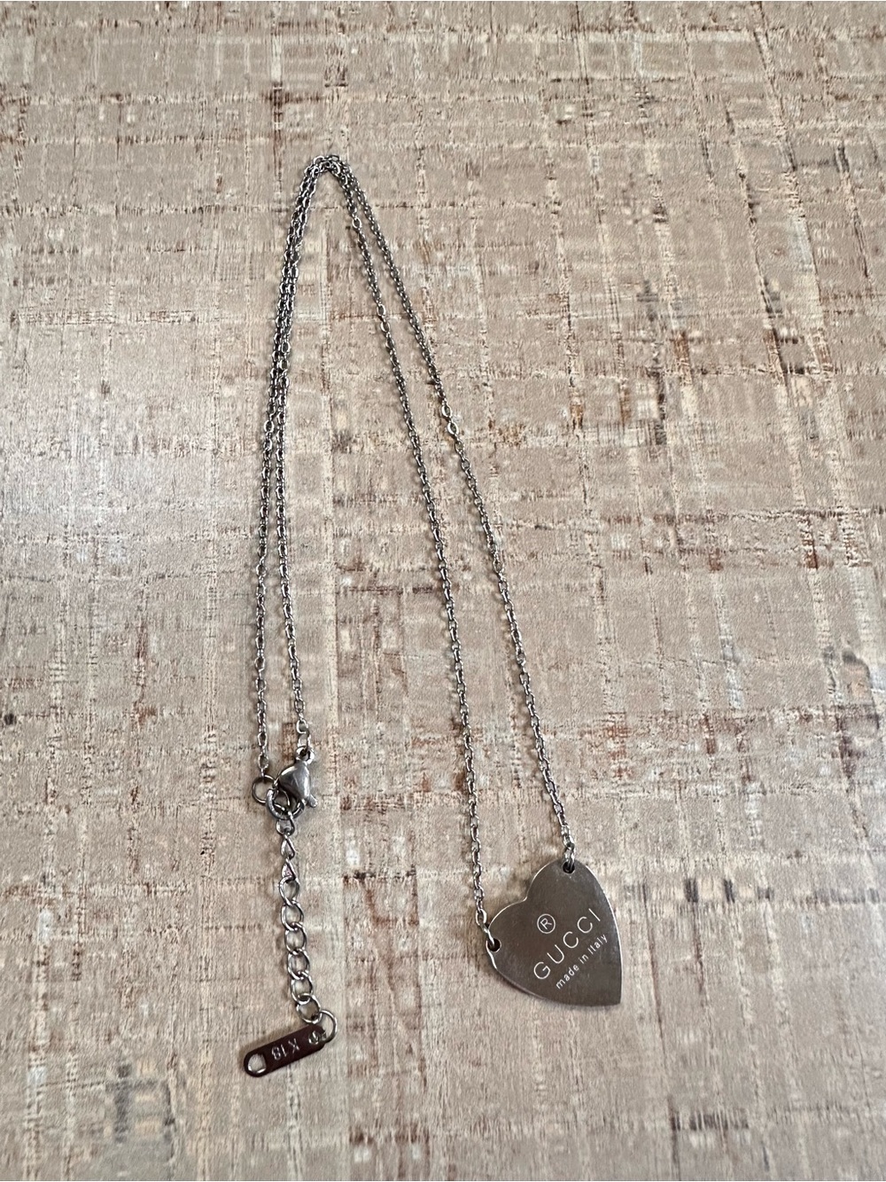 Gucci Silver Heart Tag Necklace